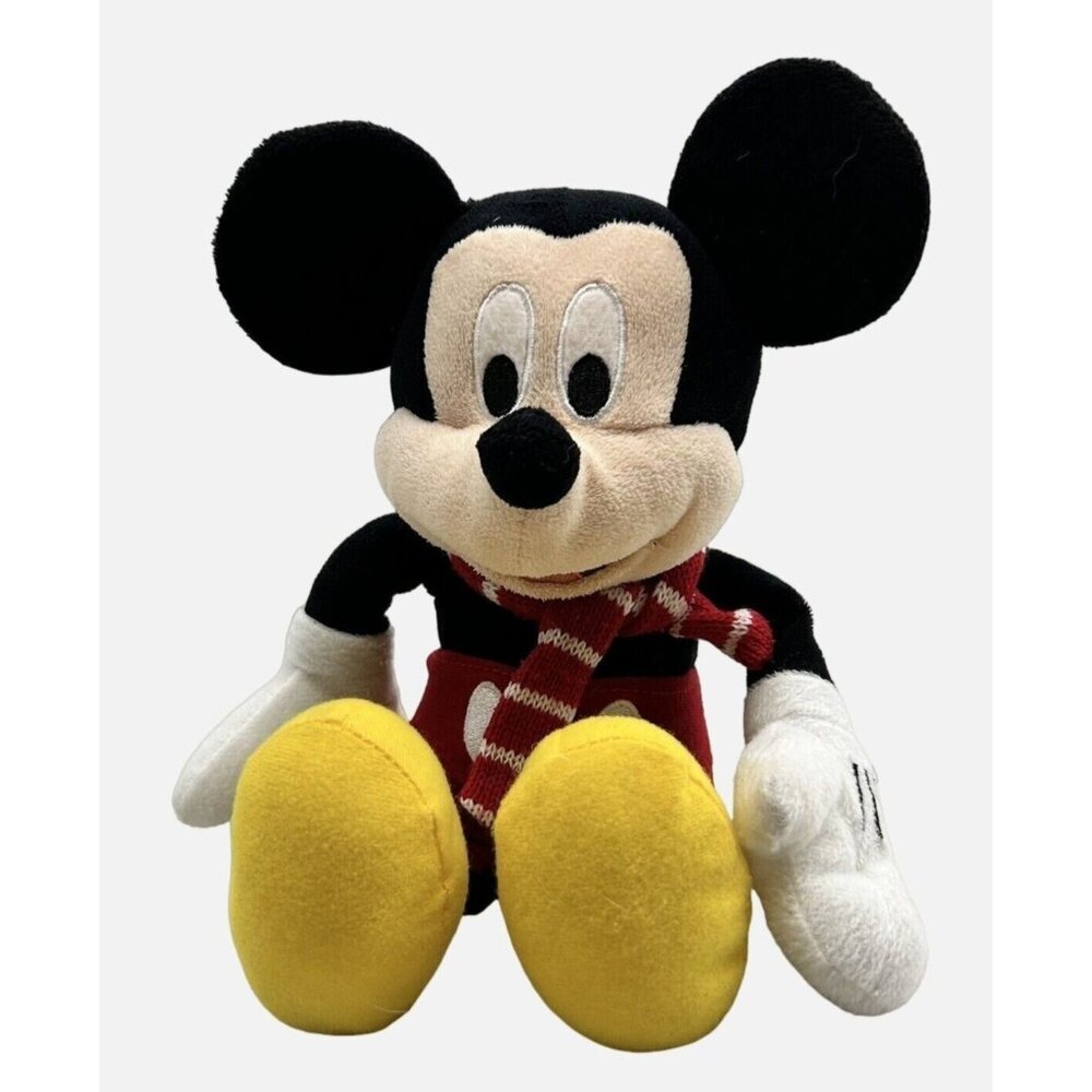 Disney Mickey Mouse 12" Plush Classic Red Shorts‎ Scarf Stuffed Animal